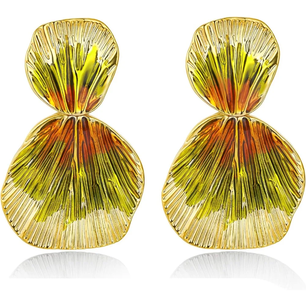 Bold Handmade Boho Leaf Fan Dangle Earrings Orange Green Summer Beach Jewelry Nickel Free Statement Accessory
Bold Handmade Boho Leaf Fan Dangle Earrings Orange Green Summer Beach Jewelry Nickel Free Statement Accessory