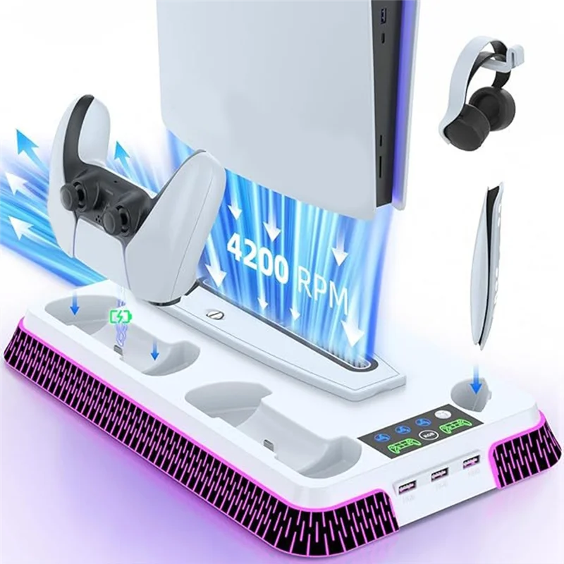 Precisionn Vertical Stand Cooling Station Colorful For PS5/PS5 Slim/PS5 PRO Multi Functional Efficient Charger Accessories
Precisionn Vertical Stand Cooling Station Colorful For PS5/PS5 Slim/PS5 PRO Multi Functional Efficient Charger Accessories