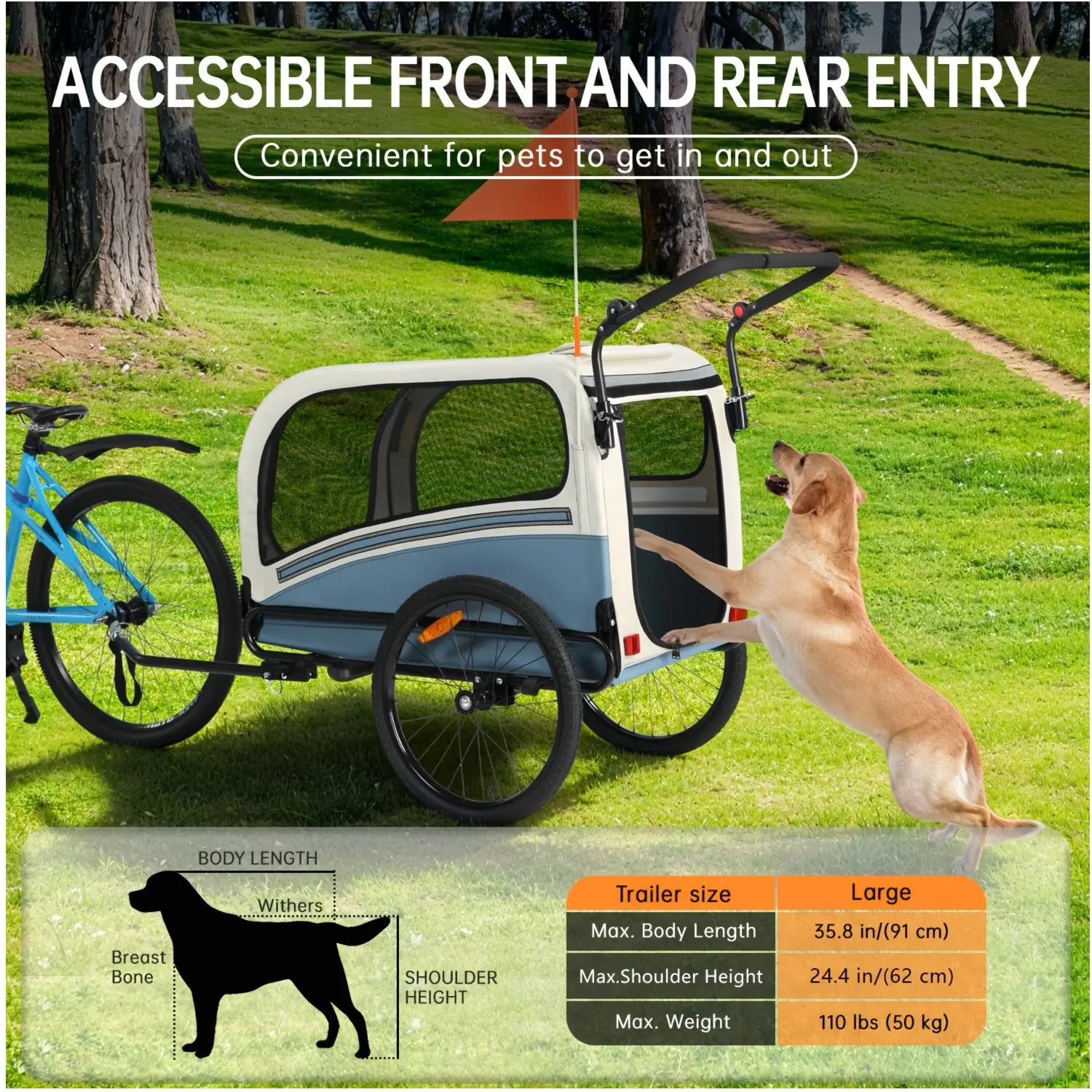 Dog Bike Trailer – 110 lb Capacity, 2-in-1 Pet Stroller & Bicycle Carrier, Easy-Fold Frame, Quick-Release Wheels, Universal Coup
Dog Bike Trailer – 110 lb Capacity, 2-in-1 Pet Stroller & Bicycle Carrier, Easy-Fold Frame, Quick-Release Wheels, Universal Coup
