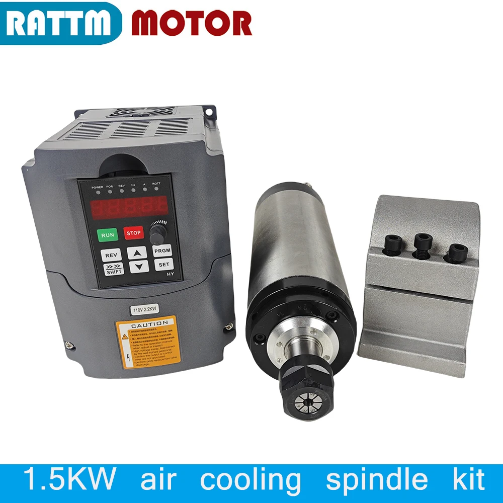 1.5KW ER16 Air cooled Cooling CNC spindle Motor Kit With HY Inverter VFD CNC Router Milling Kit 
1.5KW ER16 Air cooled Cooling CNC spindle Motor Kit With HY Inverter VFD CNC Router Milling Kit