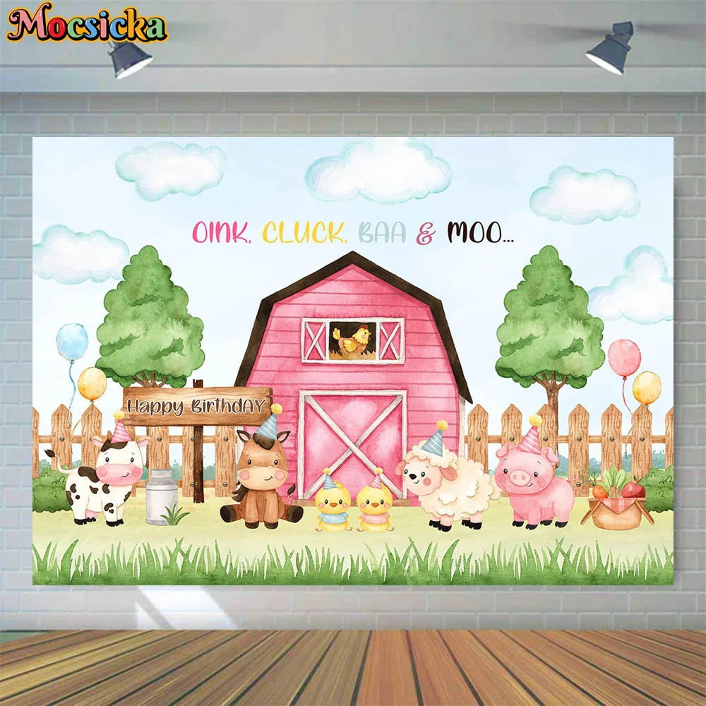 Mocsicka Cartoon Farm Pink Barn Baby Birthday Backdrop Farm Animal Little Farmer 1st Birthday Party Photo Background Decor Props
Mocsicka Cartoon Farm Pink Barn Baby Birthday Backdrop Farm Animal Little Farmer 1st Birthday Party Photo Background Decor Props
