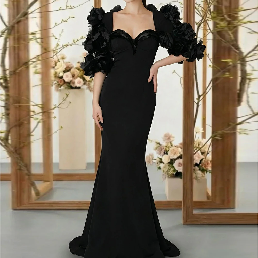 Women's Mermaid Evening Dresses Floor-length Sweetheart Half Sleeve Prom Gown Fashion Flowers Simple Draped Customized Gowns
Women's Mermaid Evening Dresses Floor-length Sweetheart Half Sleeve Prom Gown Fashion Flowers Simple Draped Customized Gowns