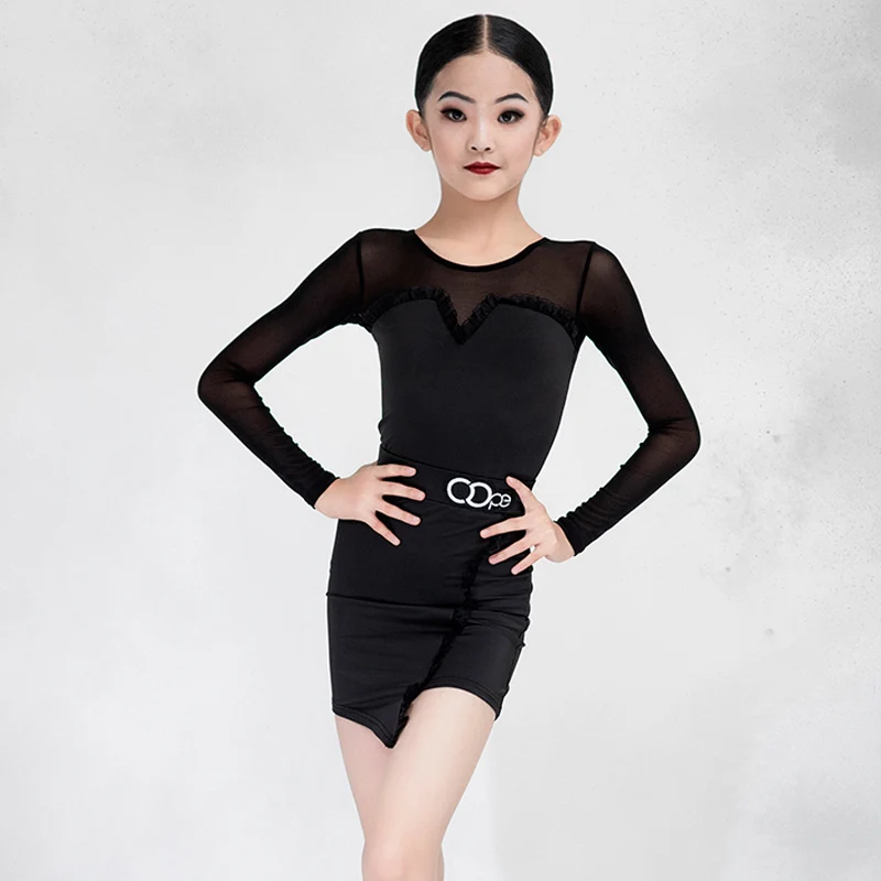 Girls Latin Dance Dresses Black Long Sleeve Bodysuit Skirt Children Competition Costume Salsa Rumba Tango Dance Clothing YS5105
Girls Latin Dance Dresses Black Long Sleeve Bodysuit Skirt Children Competition Costume Salsa Rumba Tango Dance Clothing YS5105