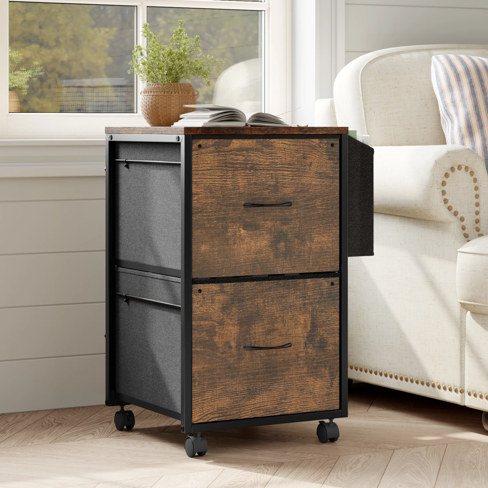 Rolling File Cabinet 2 Fabric Drawers and Side Bag, Under-Desk Printer Stand
Rolling File Cabinet 2 Fabric Drawers and Side Bag, Under-Desk Printer Stand