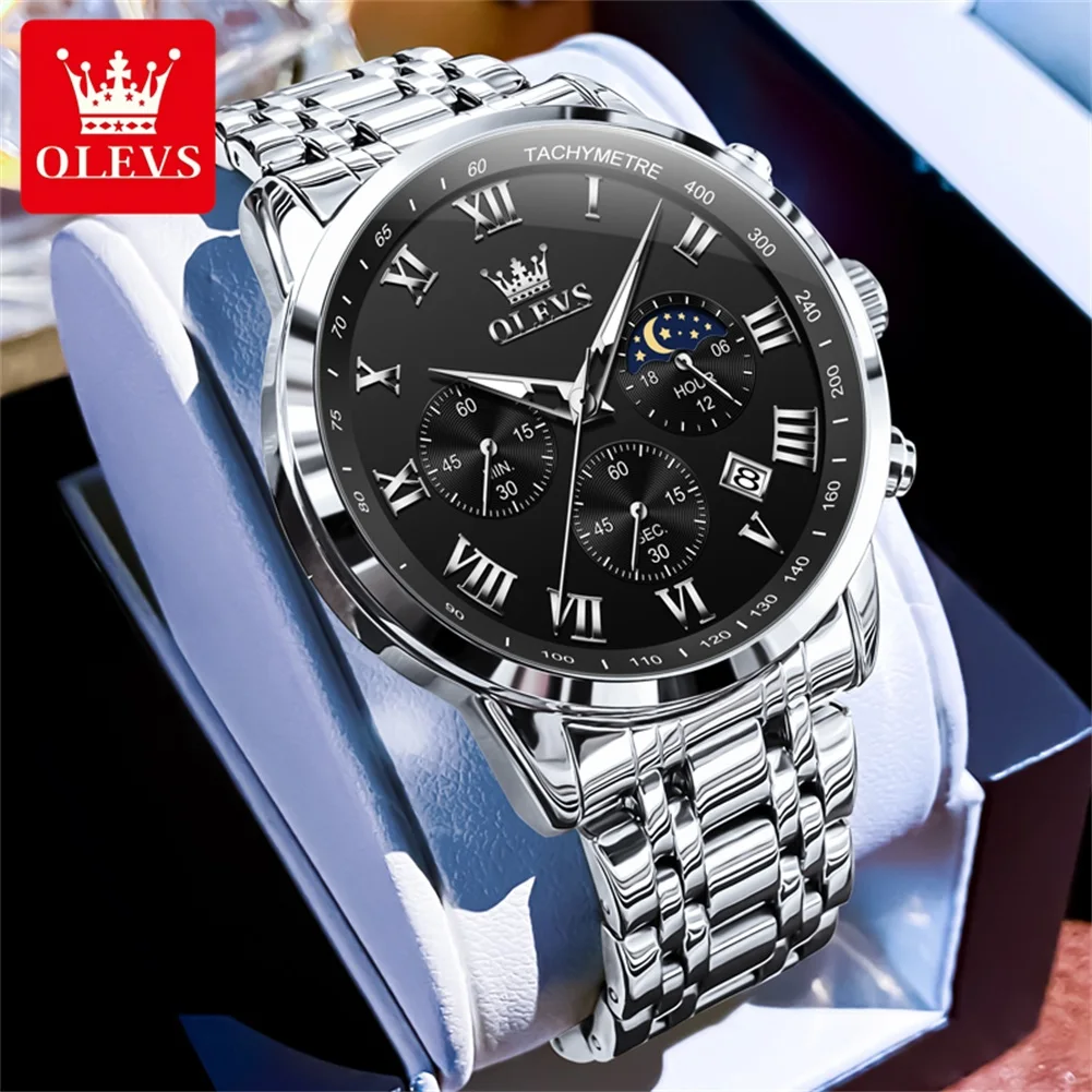 OLEVS мужские часы спортивные модные изысканные стальные оригинальные брендовые кварцевые наручные часы для мужчин римская шкала водонепроницаемые фазы Луны дата новинка
OLEVS мужские часы спортивные модные изысканные стальные оригинальные брендовые кварцевые наручные часы для мужчин римская шкала водонепроницаемые фазы Луны дата новинка