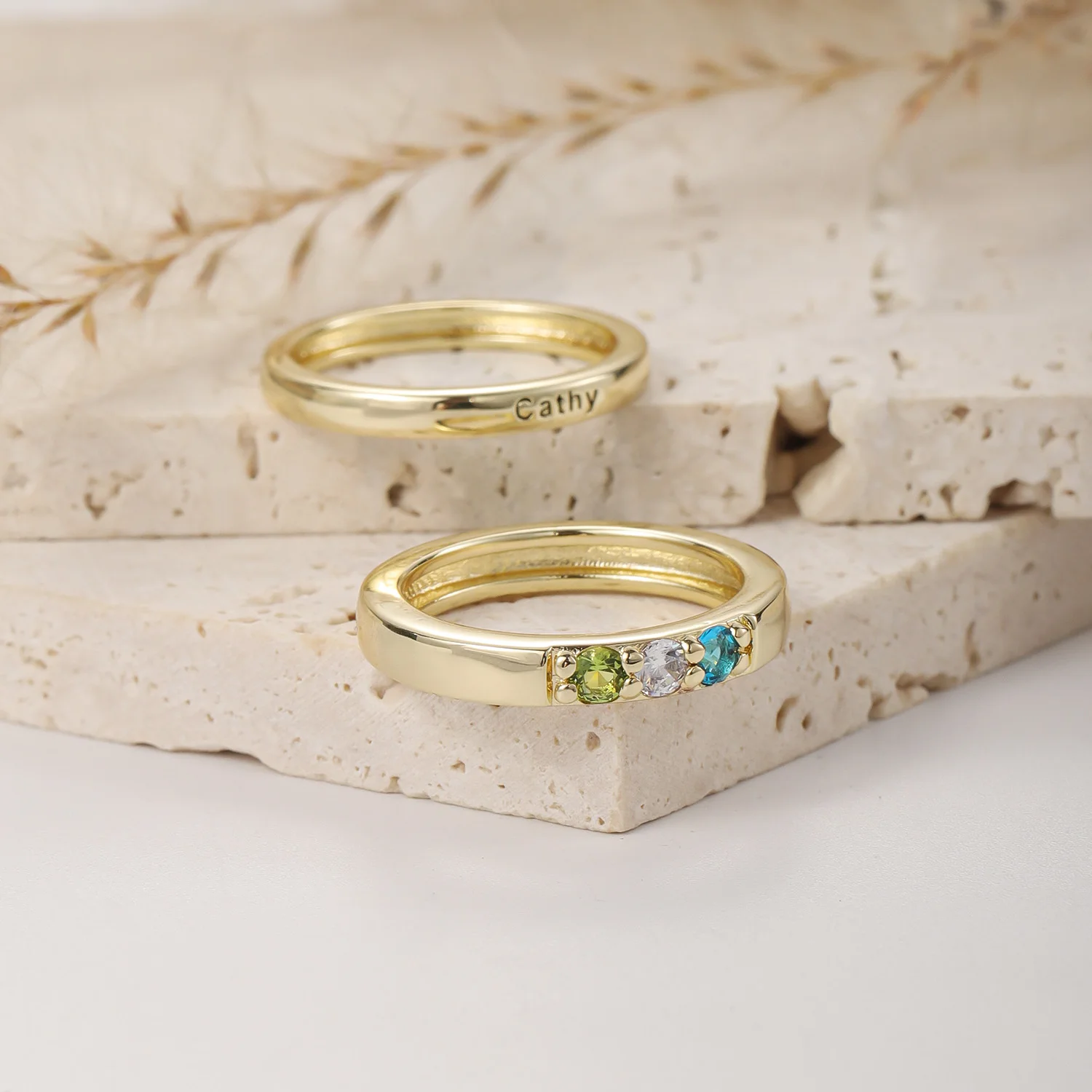 Carved Plain Band Rings Custom Birthstone Stackable Rings Set 18K Gold Plated Stainless Steel Personalized Jewelry Gift for Her
Carved Plain Band Rings Custom Birthstone Stackable Rings Set 18K Gold Plated Stainless Steel Personalized Jewelry Gift for Her