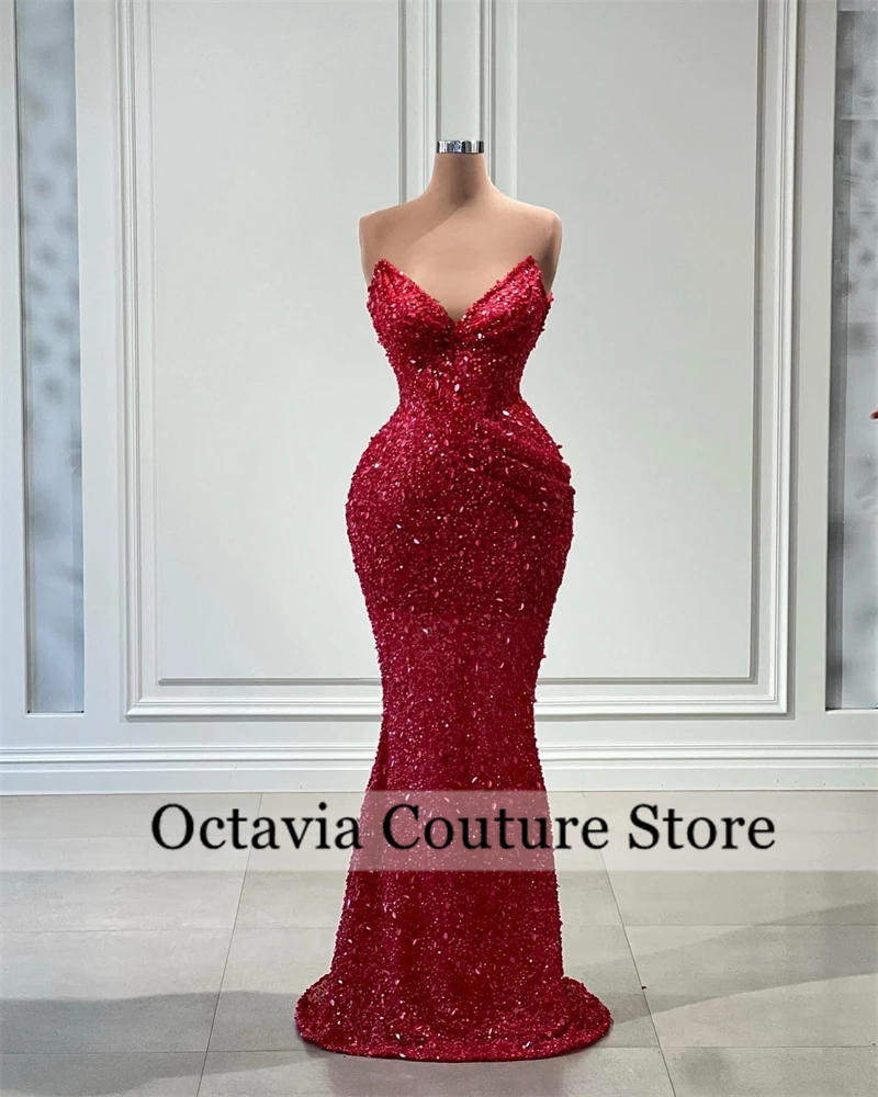 Sparkly Red Strapless Luxury Dubai Evening Dresses Sequin 2025 Birthday Luxury Dress Bead Crystal Formal Gown Customzied
Sparkly Red Strapless Luxury Dubai Evening Dresses Sequin 2025 Birthday Luxury Dress Bead Crystal Formal Gown Customzied