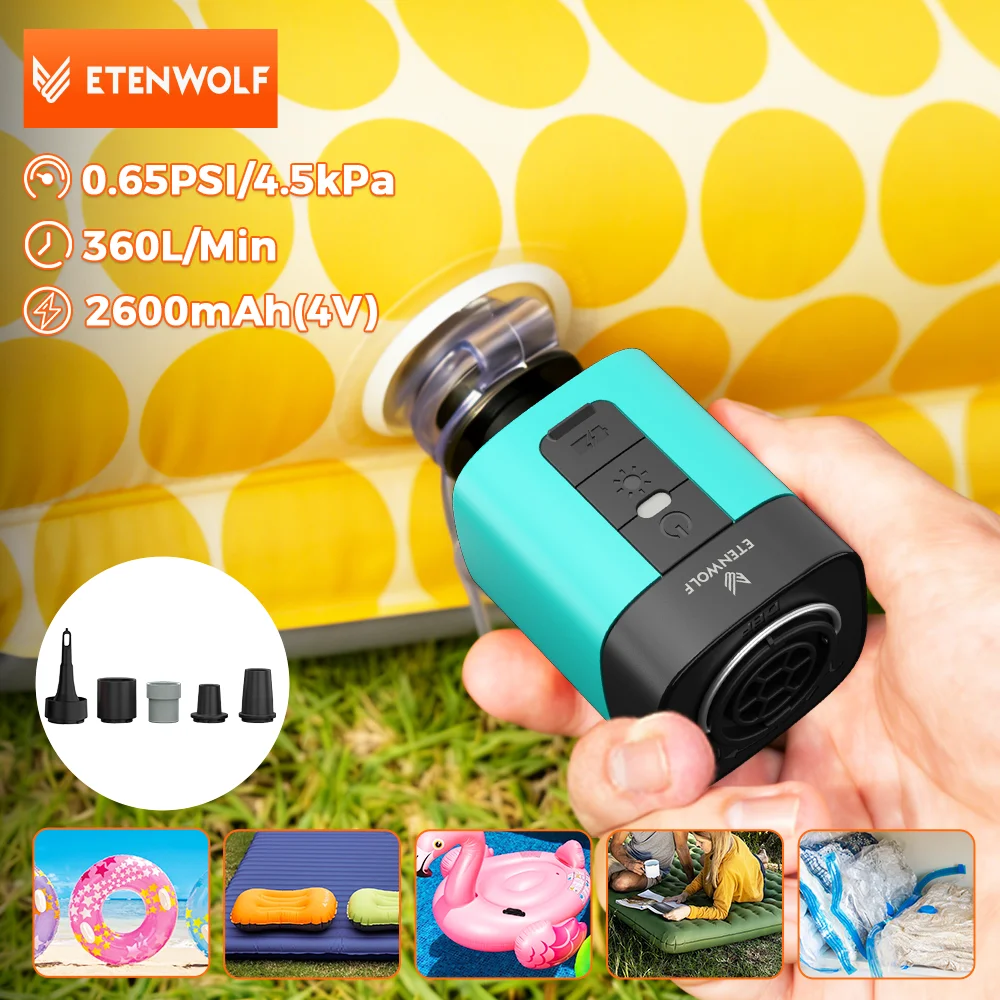 New ETENWOLF AIR 3 Portable Air Pump With Camping Light 2600mAh Outdoor Inflator Deflator Pump 360L/M For Air Bed Sleeping Pad
New ETENWOLF AIR 3 Portable Air Pump With Camping Light 2600mAh Outdoor Inflator Deflator Pump 360L/M For Air Bed Sleeping Pad