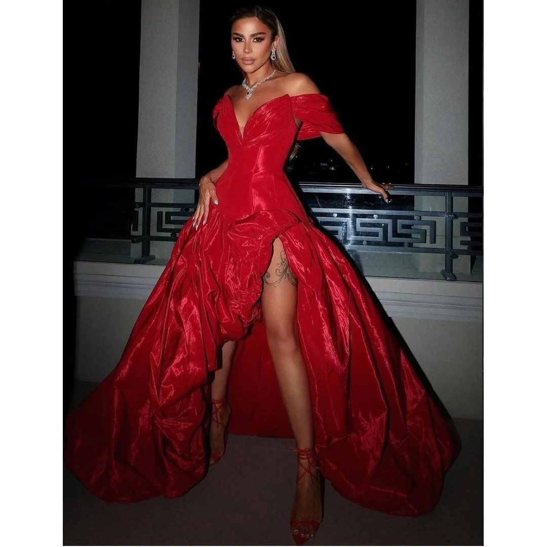 Red High Split Evening Dresses Women Shining vestidos de noche Off the Shoulder Prom Dress 2025 Customized Party فساتين سهرة
Red High Split Evening Dresses Women Shining vestidos de noche Off the Shoulder Prom Dress 2025 Customized Party فساتين سهرة