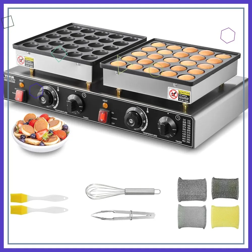 Commercial Electric Pancake Maker, 1800W Dual Temp Control, Non-Stick 50PCS Mini Waffle Grill for Restaurant Kitchen
Commercial Electric Pancake Maker, 1800W Dual Temp Control, Non-Stick 50PCS Mini Waffle Grill for Restaurant Kitchen