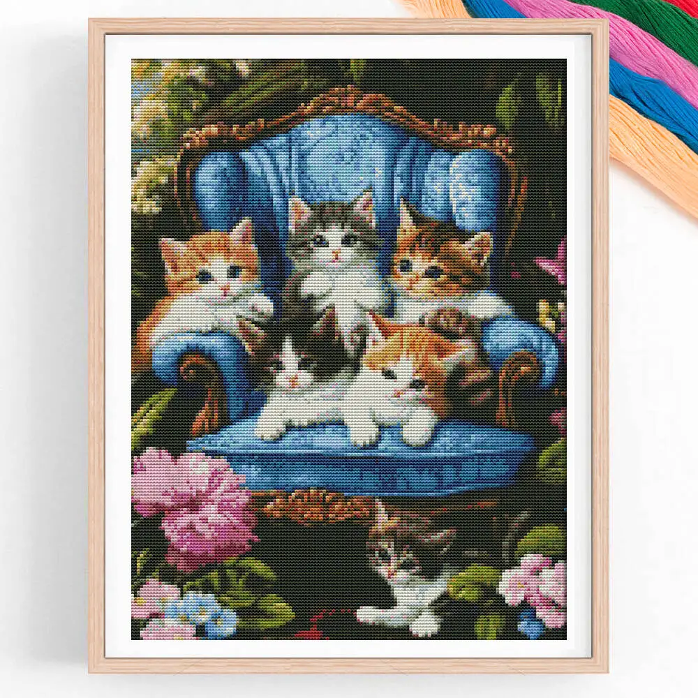 DIY Cross Stitch Play Cat Kitten Animal Flower Wall Decor Full Embroidery Cotton Thread 11CT Printed Handmade Gift
DIY Cross Stitch Play Cat Kitten Animal Flower Wall Decor Full Embroidery Cotton Thread 11CT Printed Handmade Gift