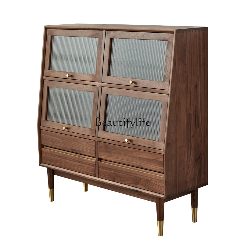 Nordic simple black walnut side cabinet modern solid wood living room glass side cabinet
Nordic simple black walnut side cabinet modern solid wood living room glass side cabinet