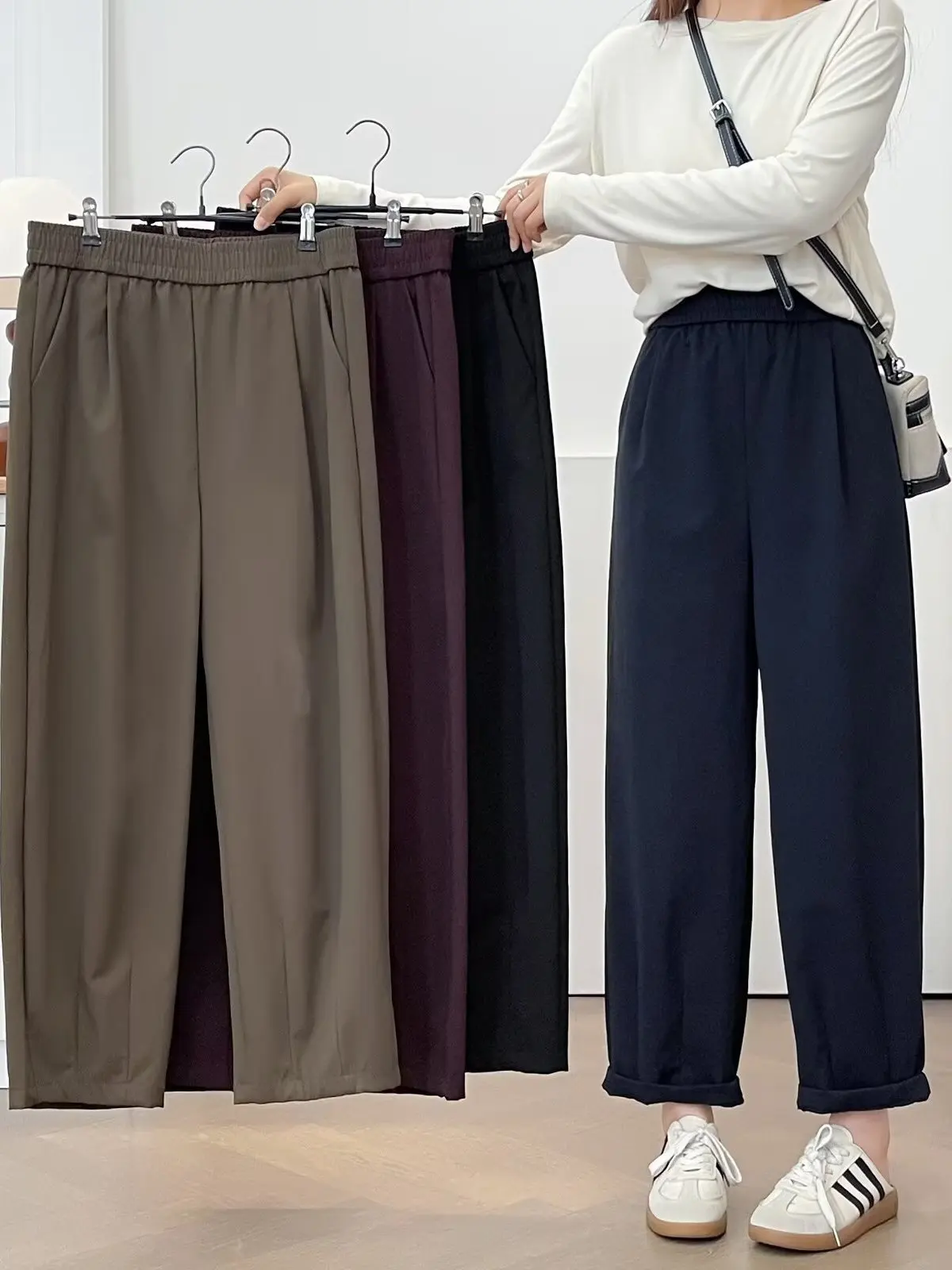 Summer New plus Size Women's Elastic Waist Loose Slimming Casual Pants Trendy Harlan Carrot Pants Polyester Fiber Straight Leg
Summer New plus Size Women's Elastic Waist Loose Slimming Casual Pants Trendy Harlan Carrot Pants Polyester Fiber Straight Leg