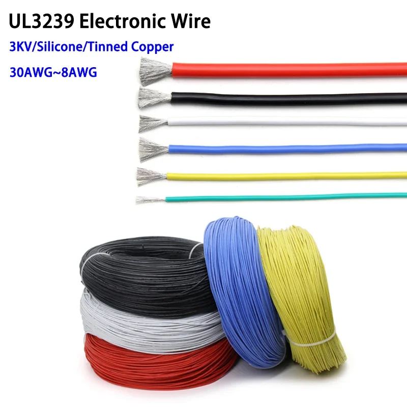 UL3239 Copper Wire 32 30 28 26 24 22 20 18 16 14 12 10 8AWG Soft Silicone Rubber 3KV Insulated Flexible DIY LED Electronic Cable
UL3239 Copper Wire 32 30 28 26 24 22 20 18 16 14 12 10 8AWG Soft Silicone Rubber 3KV Insulated Flexible DIY LED Electronic Cable