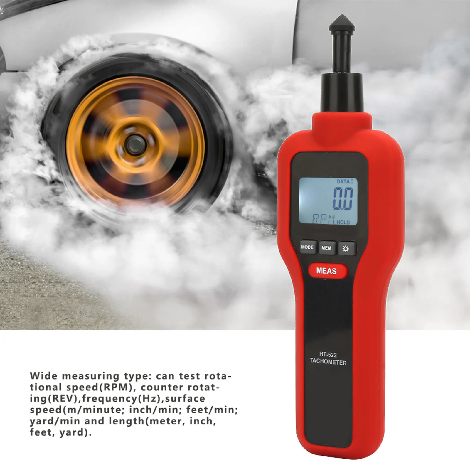 Digital Tachometer Non Contact Handheld Non Contact 2-99999& Contact 2-19999 LCD Digital Tachometer Tach Rotate Speed Meter