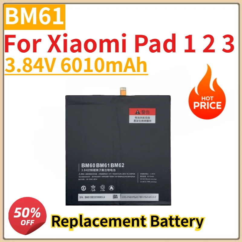 Высококачественный планшет BM61, сменная батарея 3,84 В, 6010 мАч для Xiaomi Pad 1 2 3
Высококачественный планшет BM61, сменная батарея 3,84 В, 6010 мАч для Xiaomi Pad 1 2 3
