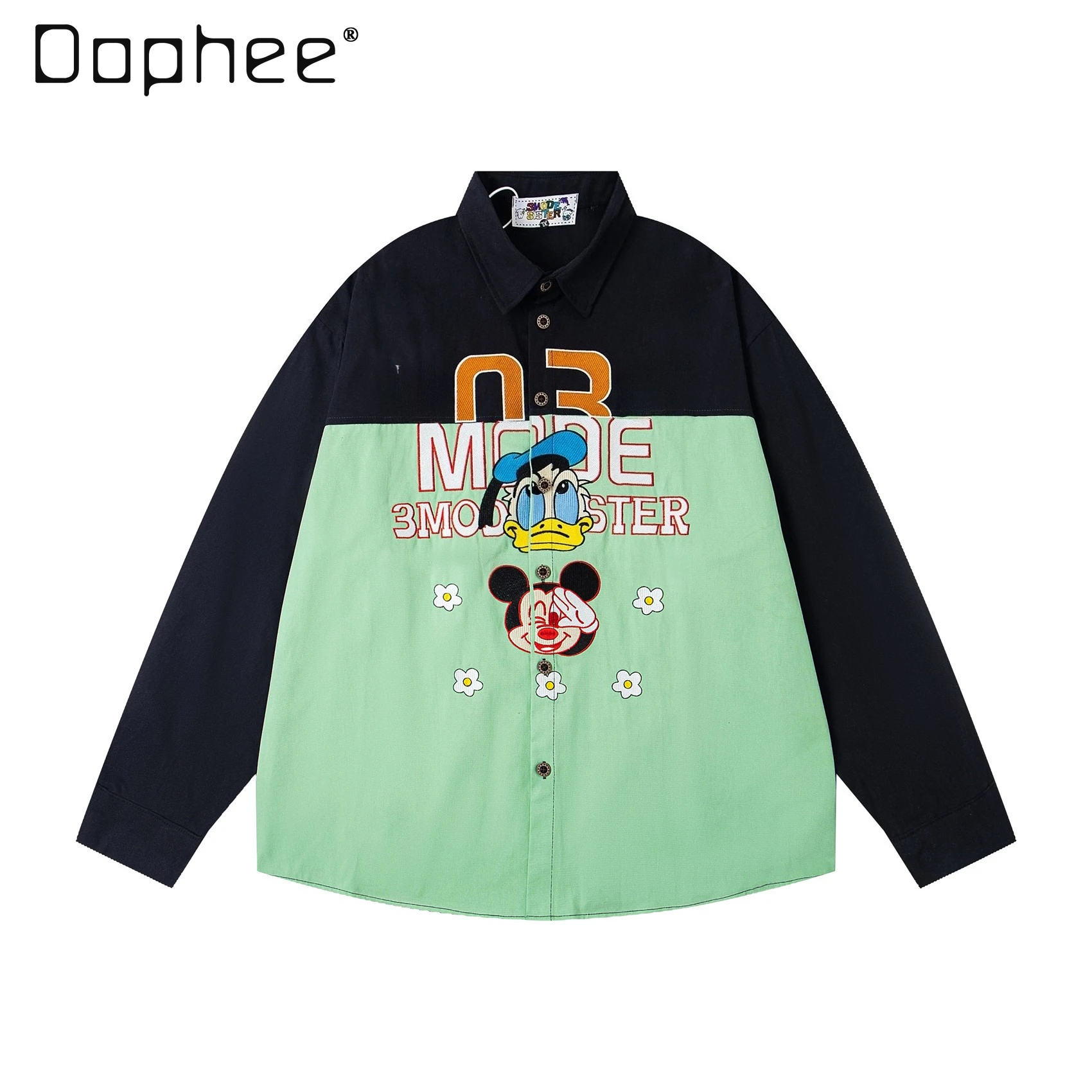 American Retro Color Block Fun Cartoon Embroidery Long Sleeve Shirt for Men and Women Autumn Loose Casual Couple Shirt Jacket
American Retro Color Block Fun Cartoon Embroidery Long Sleeve Shirt for Men and Women Autumn Loose Casual Couple Shirt Jacket