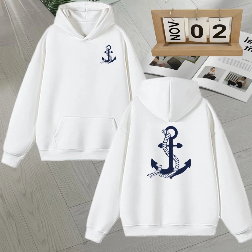 Comfortable Men Women Casual Hoodie Autumn Winter Sweatshirt with Geometric Anchor Print Loose Double Sided goth Fleece Pullover
Comfortable Men Women Casual Hoodie Autumn Winter Sweatshirt with Geometric Anchor Print Loose Double Sided goth Fleece Pullover