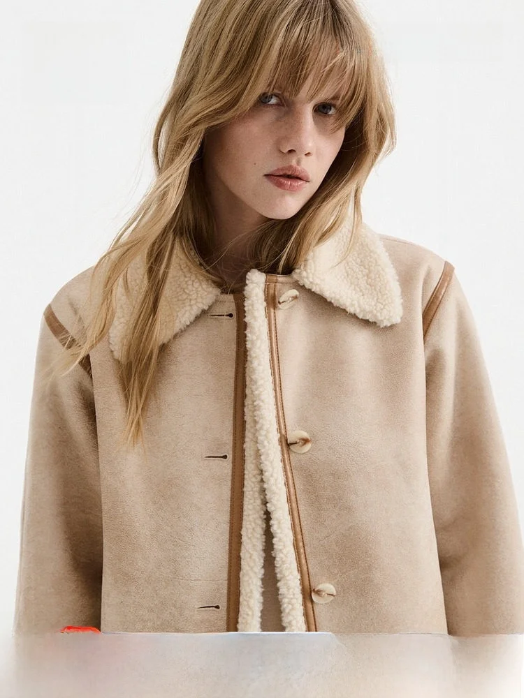 H&M Women's Short Jacket Teddy Fleece Thick Warm Top British Style Button Pocket Polyester Fiber Ladies' Short Coat
H&M Women's Short Jacket Teddy Fleece Thick Warm Top British Style Button Pocket Polyester Fiber Ladies' Short Coat