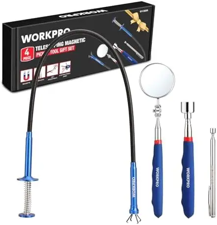 WORKPRO 4PC Magnetic Pick Up Tool Kit with Telescoping Mirror & Grabber – Auto Repair Essential
WORKPRO 4PC Magnetic Pick Up Tool Kit with Telescoping Mirror & Grabber – Auto Repair Essential