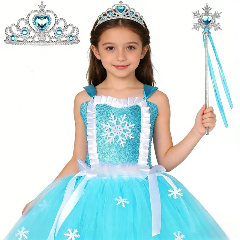Skyblue Princess Dresses Girls New Years Fancy Outfit Snowflakes Xmas Tutus with Crown Kids Snow Queen Christmas Costumes Set
Skyblue Princess Dresses Girls New Years Fancy Outfit Snowflakes Xmas Tutus with Crown Kids Snow Queen Christmas Costumes Set
