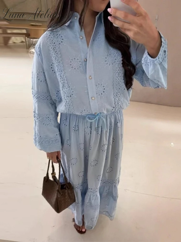 Autumn New Two-piece Women's Mycelium Hollow Hook Flower Design Shirt+loose Half Skirt Set for Beach Vacation Commuting
Autumn New Two-piece Women's Mycelium Hollow Hook Flower Design Shirt+loose Half Skirt Set for Beach Vacation Commuting