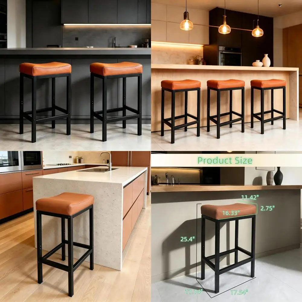 Set of 2 Counter Height Bar Stools with Soft Leather Seats, 300LB Capacity, Padded Backs for Kitchen Island or Counter
Set of 2 Counter Height Bar Stools with Soft Leather Seats, 300LB Capacity, Padded Backs for Kitchen Island or Counter