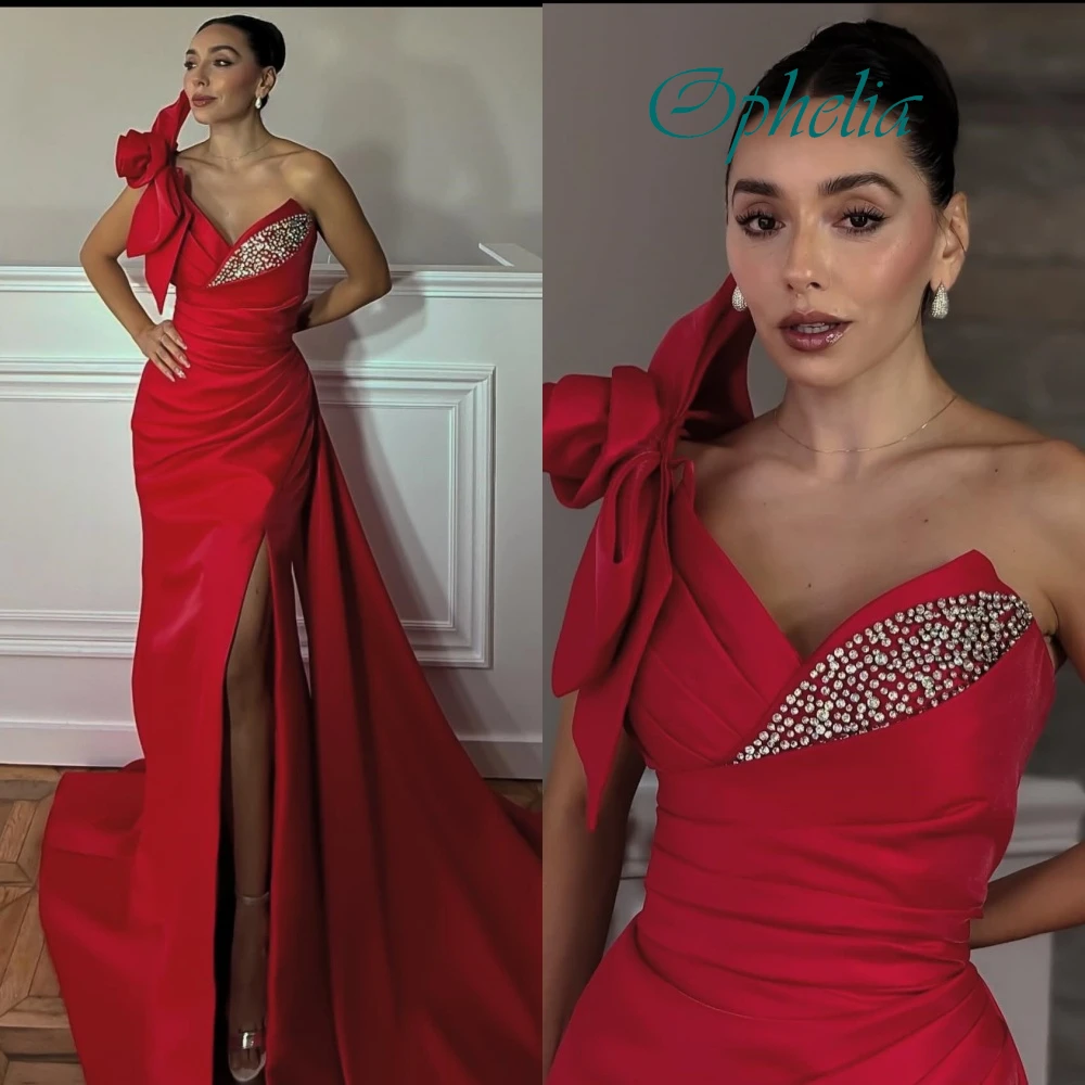 Customized Exquisite Strapless Sleeveless Evening Dress High Quality Satin Prom Dresses Delicate Bow Crystal Party Gowns
Customized Exquisite Strapless Sleeveless Evening Dress High Quality Satin Prom Dresses Delicate Bow Crystal Party Gowns