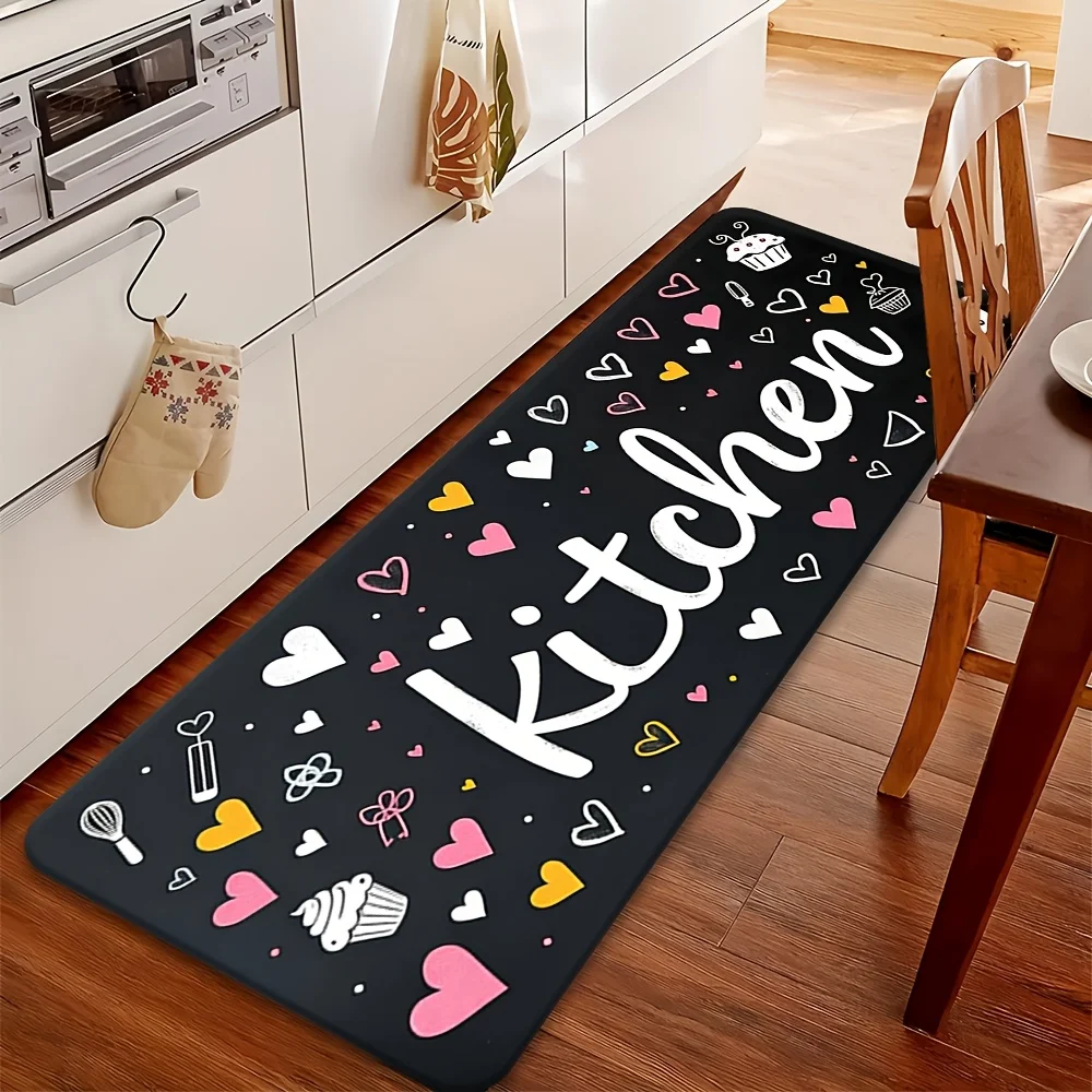 "Kitchen" with Hearts and Cupcakes Print Kitchen Long Mat, Non-Slip Washable Durable Runner Rug for Kitchen,, Laundry Room Decor
"Kitchen" with Hearts and Cupcakes Print Kitchen Long Mat, Non-Slip Washable Durable Runner Rug for Kitchen,, Laundry Room Decor