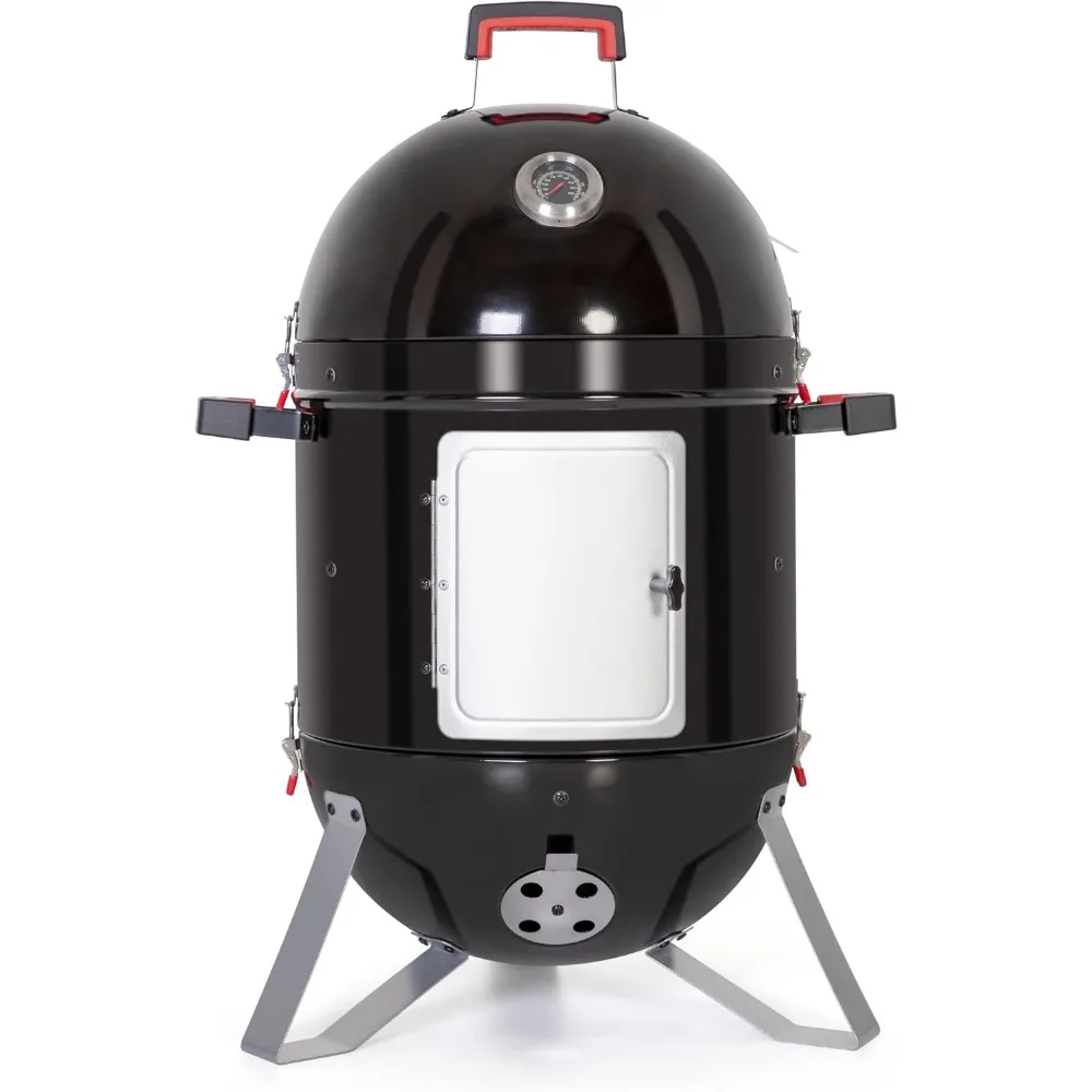 18-inch Vertical Charcoal Smoker Grill with Porcelain-Enameled Smoking Chamber, Wood Mountain Smoker, with Built-in Thermometer
18-inch Vertical Charcoal Smoker Grill with Porcelain-Enameled Smoking Chamber, Wood Mountain Smoker, with Built-in Thermometer
