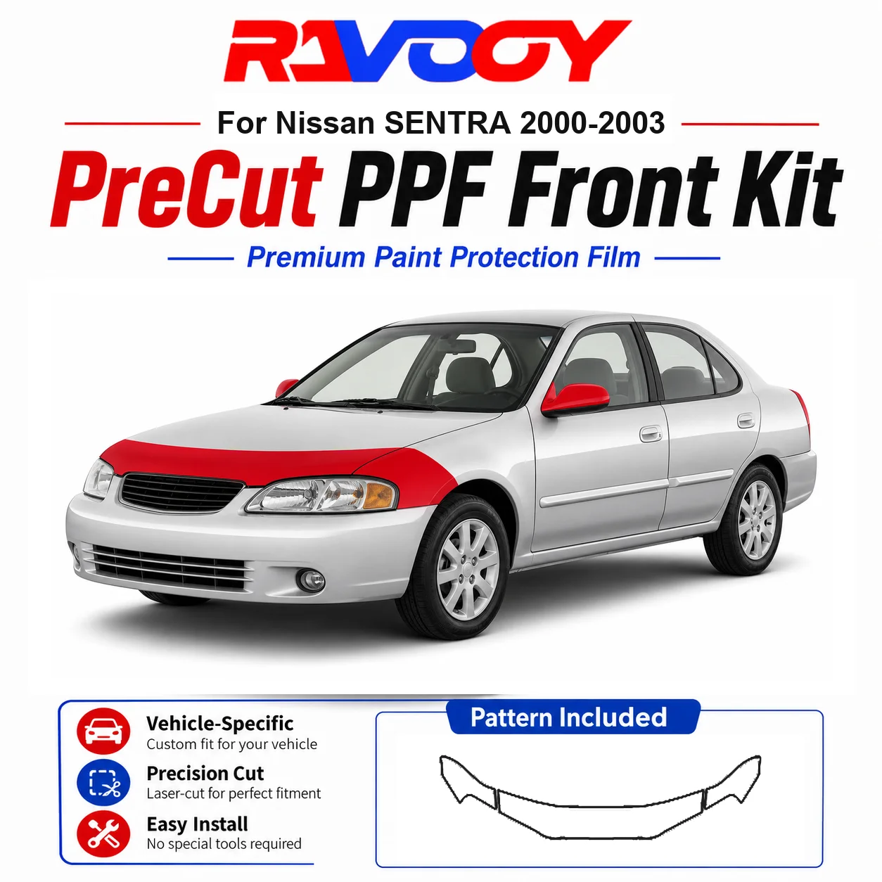 8.5mil TPU Precut PPF Kit For Nissan SENTRA 2000-2003 - Hood, Fenders & Mirror Set - Self-Healing Clear Bra Film
8.5mil TPU Precut PPF Kit For Nissan SENTRA 2000-2003 - Hood, Fenders & Mirror Set - Self-Healing Clear Bra Film