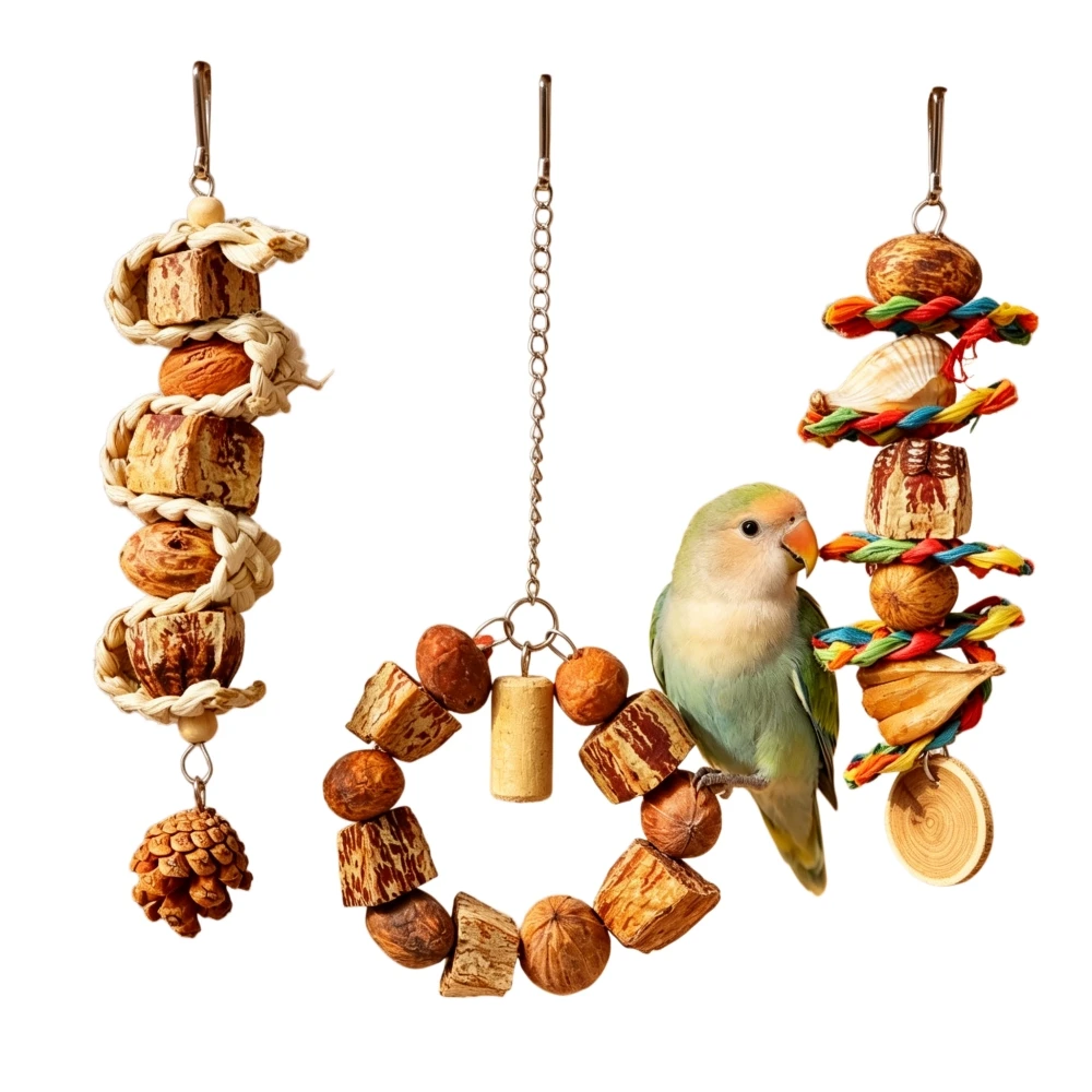 3 Styles Parrot Chew Toys Hanging Foraging Shredding Cage Toy Set Grinding Beak Enrichment Toy for for Small Medium Parrots
3 Styles Parrot Chew Toys Hanging Foraging Shredding Cage Toy Set Grinding Beak Enrichment Toy for for Small Medium Parrots