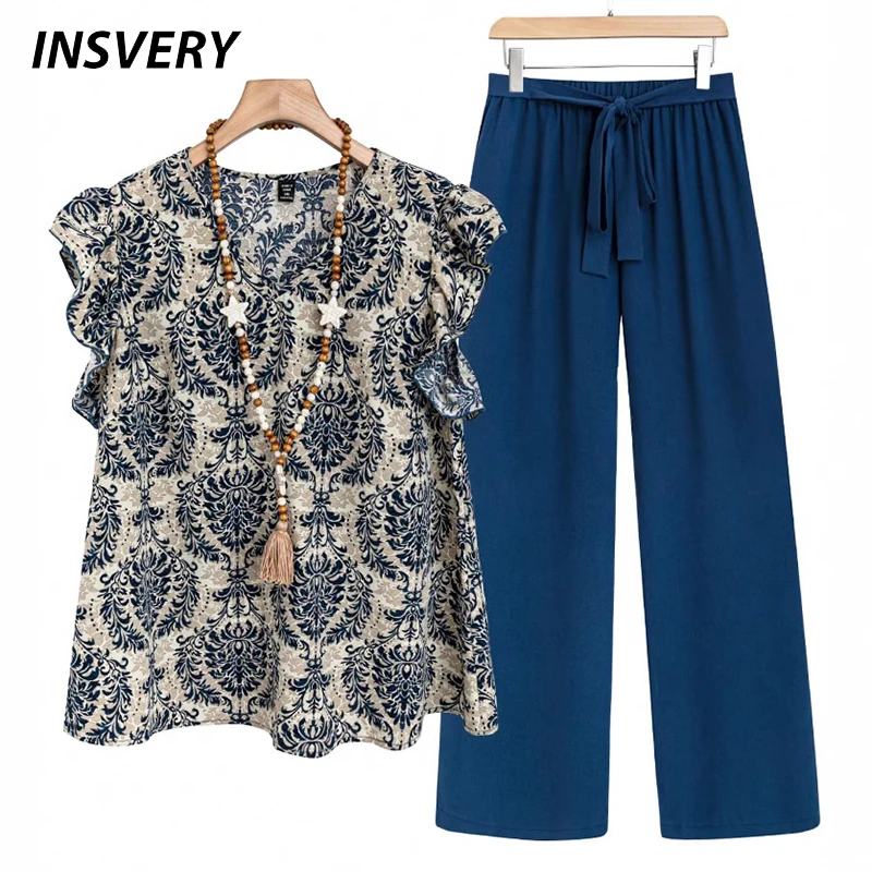 Summer Women Casual Two Piece Sets Vintage Printed Short Sleeve Loose Shirt High Waist Drawstring Pants Women Homewear
Summer Women Casual Two Piece Sets Vintage Printed Short Sleeve Loose Shirt High Waist Drawstring Pants Women Homewear