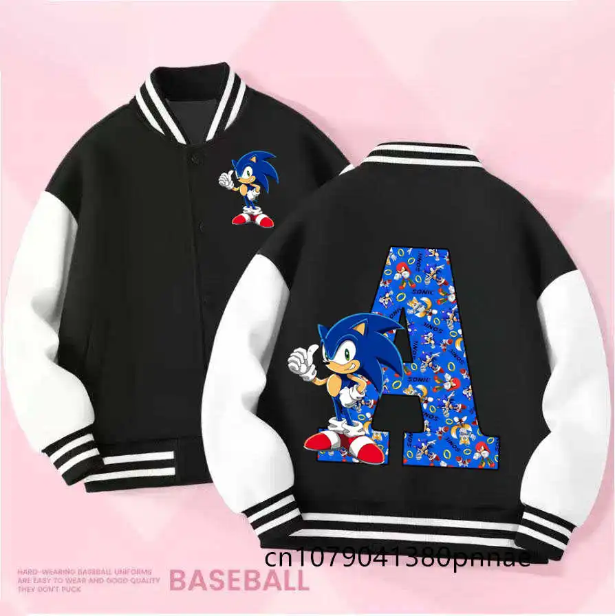 Sonics Letter A-Z Anime Baseball Uniform Children Cartoon Printed Coats Boys Girls Spring Fashion Jacket Black Coats Kid Clothes
Sonics Letter A-Z Anime Baseball Uniform Children Cartoon Printed Coats Boys Girls Spring Fashion Jacket Black Coats Kid Clothes