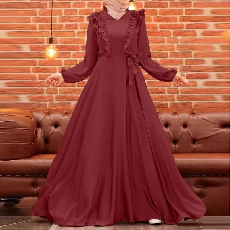 Elegant Women Muslim Maxi Dress Fashion V Neck Long Sleeve Satin Sundress Eid Mubarek Ramadan Turkey Abaya Long Vestidos
Elegant Women Muslim Maxi Dress Fashion V Neck Long Sleeve Satin Sundress Eid Mubarek Ramadan Turkey Abaya Long Vestidos