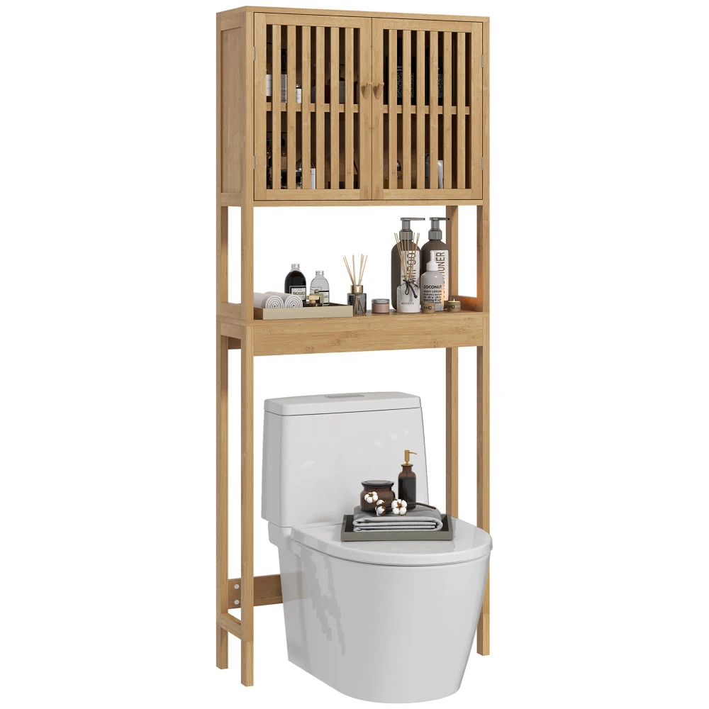HOMCOM Bamboo Over The Toilet Storage Cabinet, Over Toilet Bathroom Organizer With Slatted Doors, Adjustable Shelf And Open Shel
HOMCOM Bamboo Over The Toilet Storage Cabinet, Over Toilet Bathroom Organizer With Slatted Doors, Adjustable Shelf And Open Shel