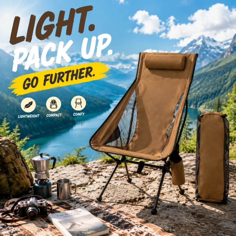 Multi-scene Lightweight Folding Camp Chair, High-strength Aluminum Alloy Frame with Padded Headrest for Outdoor & Fishing
Multi-scene Lightweight Folding Camp Chair, High-strength Aluminum Alloy Frame with Padded Headrest for Outdoor & Fishing