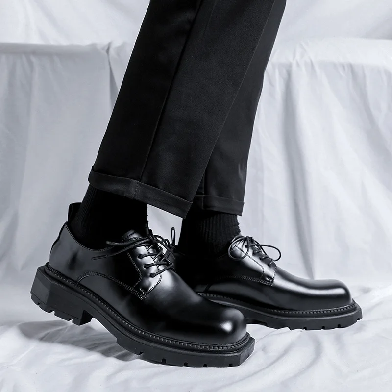 men's casual genuine leather shoes lace-up derby shoe square toe platform sneakers business wedding dress black stylish footwear
men's casual genuine leather shoes lace-up derby shoe square toe platform sneakers business wedding dress black stylish footwear
