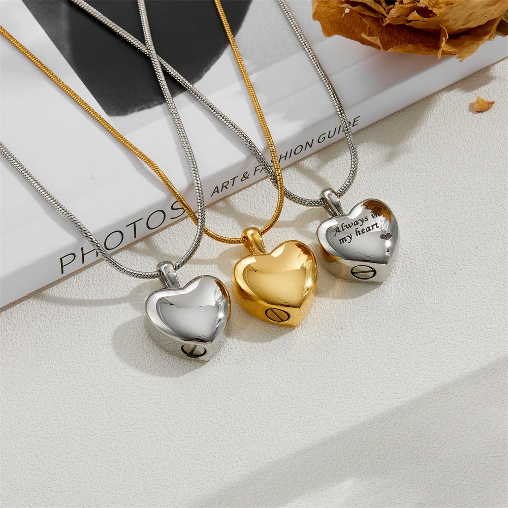 "Always in My Heart" Stainless Steel Heart Urn Pendant for Human Ashes - Cremation Jewelry Memorial Keepsake
"Always in My Heart" Stainless Steel Heart Urn Pendant for Human Ashes - Cremation Jewelry Memorial Keepsake