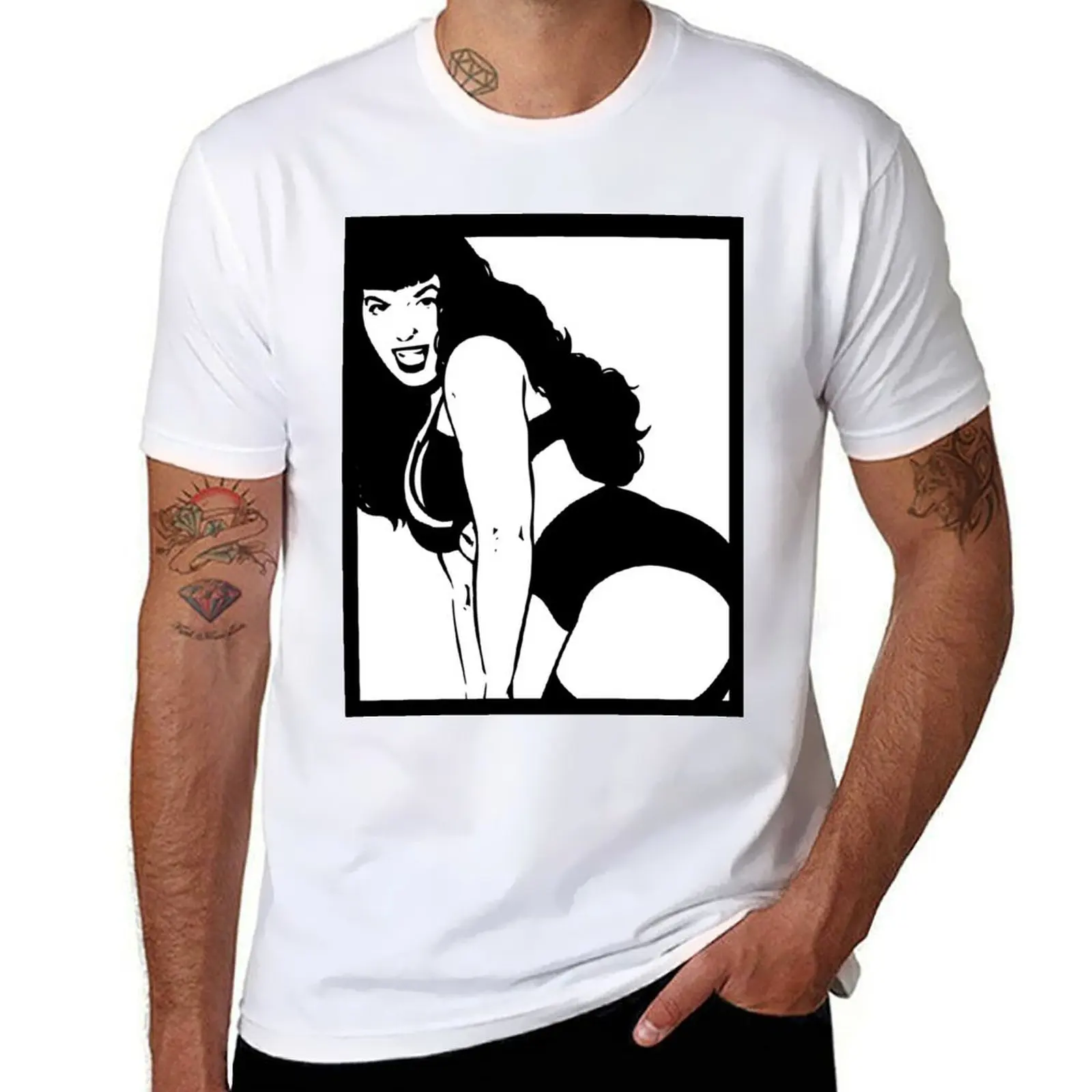 Футболка Bettie Page в стиле поп-арт, 100% хлопок, мужская, белая, дизайнерская футболка
Футболка Bettie Page в стиле поп-арт, 100% хлопок, мужская, белая, дизайнерская футболка