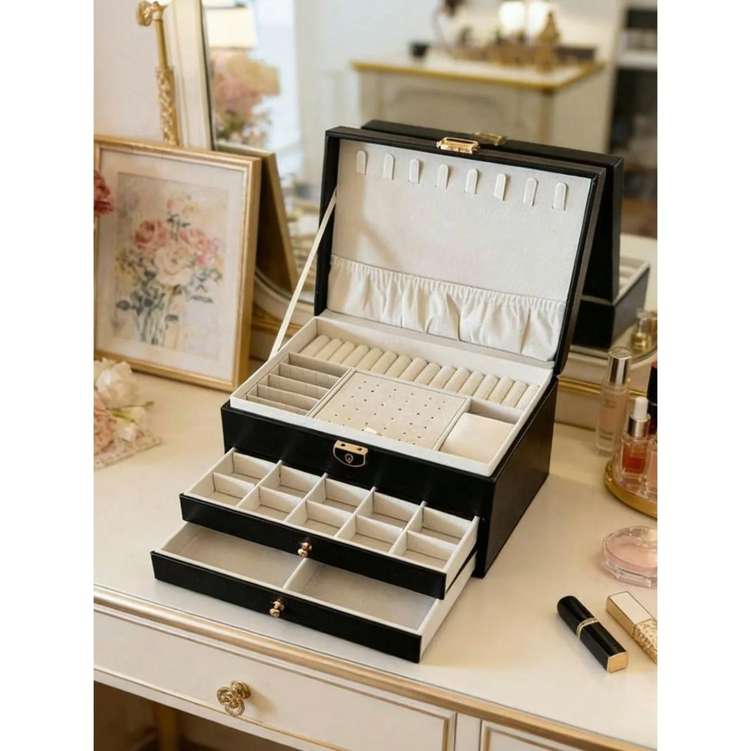 Large Capacity 2-Layer Jewelry Box, Big Jewelry Display Storage Box, PU Leather Multi-Function Jewelry Box, Jewelry Organizer Bo
Large Capacity 2-Layer Jewelry Box, Big Jewelry Display Storage Box, PU Leather Multi-Function Jewelry Box, Jewelry Organizer Bo