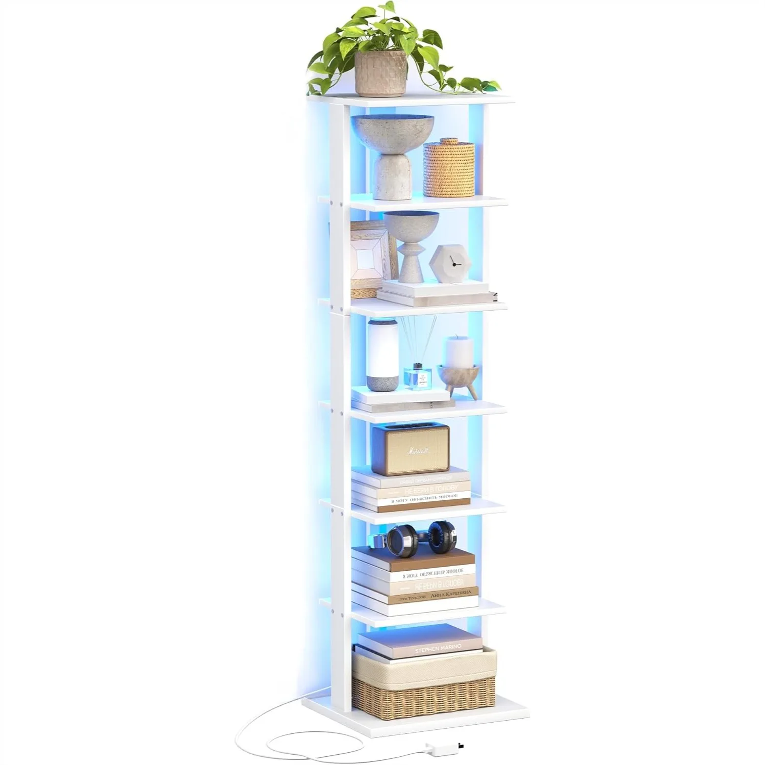 7-Tier Narrow Bookshelf with LED Lights, 47.2 Inch Book Shelf for Small Space, Display Storage for Living Room, Bedroom, Home
7-Tier Narrow Bookshelf with LED Lights, 47.2 Inch Book Shelf for Small Space, Display Storage for Living Room, Bedroom, Home