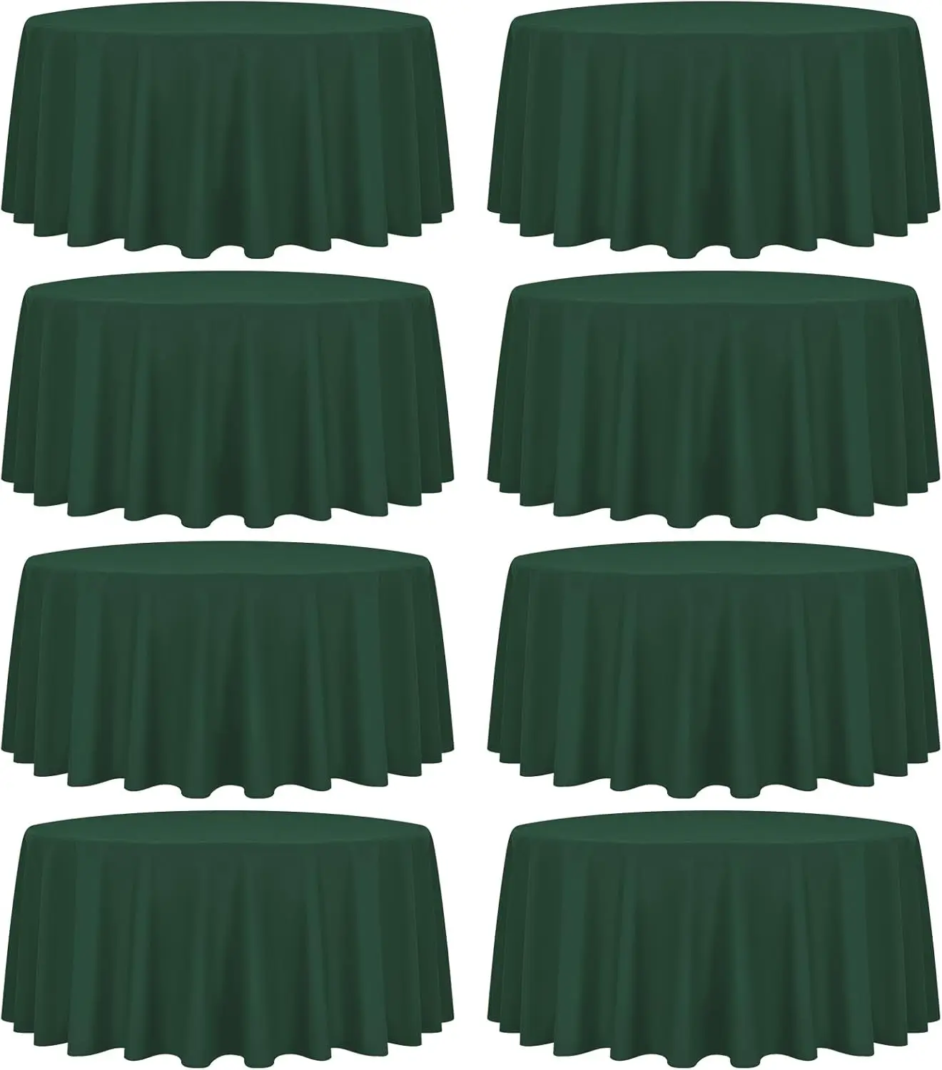 8 Pack Polyester Round Tablecloth 120 Inch Hunter Green, Stain and Wrinkle Resistant Washable Table Cover for Wedding Party
8 Pack Polyester Round Tablecloth 120 Inch Hunter Green, Stain and Wrinkle Resistant Washable Table Cover for Wedding Party