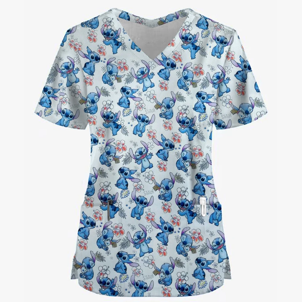 Nurse Uniform Women's Solid Color Disney Stitch Printed Top Uniform Short Sleeve Pocket Medical Female Nurse Uniform
Nurse Uniform Women's Solid Color Disney Stitch Printed Top Uniform Short Sleeve Pocket Medical Female Nurse Uniform