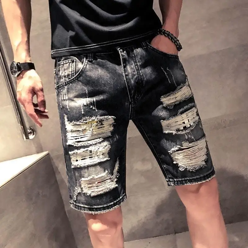 Summer Thin Men's Ripped Denim Shorts 2026 New Casual Wear Five-Point Length Slim Fit Fashion Streetwear
Summer Thin Men's Ripped Denim Shorts 2026 New Casual Wear Five-Point Length Slim Fit Fashion Streetwear