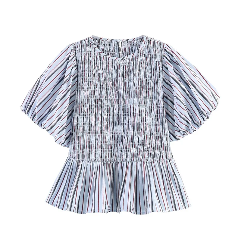 Women's Top 2026 New Summer Puff Sleeves Honeycomb Striped Top for Women Casual Chic Personality Female Top
Women's Top 2026 New Summer Puff Sleeves Honeycomb Striped Top for Women Casual Chic Personality Female Top