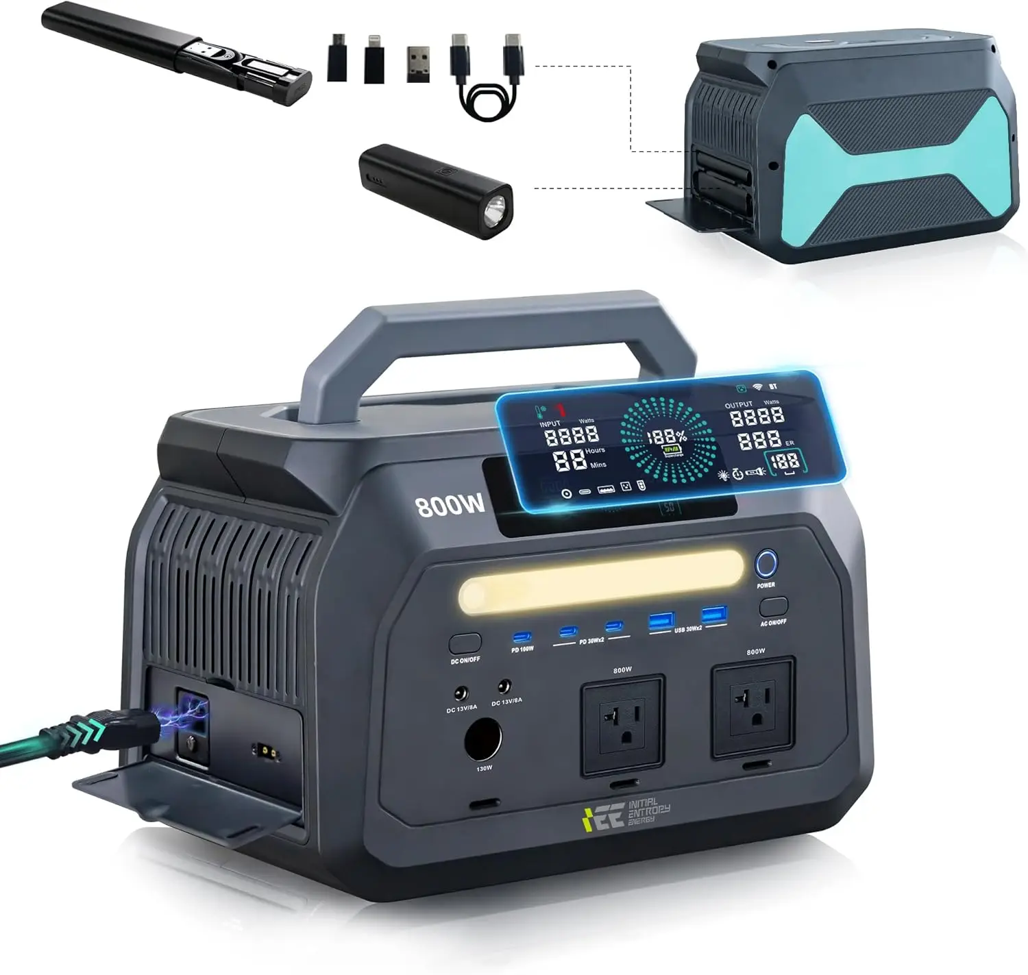 IEETek P800 Portable Power Station,512Wh LiFePO4 Battery,800W(1600W Peak)AC Outlet Power Bank,1 Hour Fast Charging Lithium Solar
IEETek P800 Portable Power Station,512Wh LiFePO4 Battery,800W(1600W Peak)AC Outlet Power Bank,1 Hour Fast Charging Lithium Solar