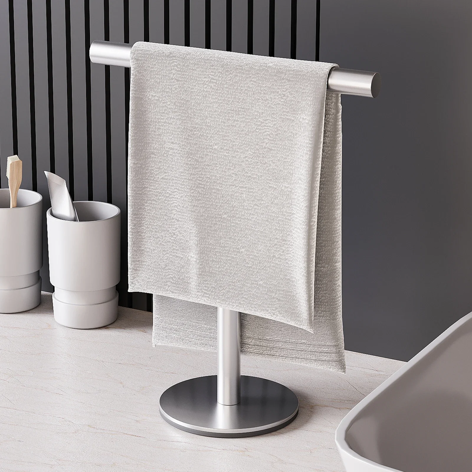1pc Modern Freestanding Stainless Steel Towel Rack, T-Shape Hand Towel Holder with Sturdy Base, No Power Required, for Bathroom
1pc Modern Freestanding Stainless Steel Towel Rack, T-Shape Hand Towel Holder with Sturdy Base, No Power Required, for Bathroom