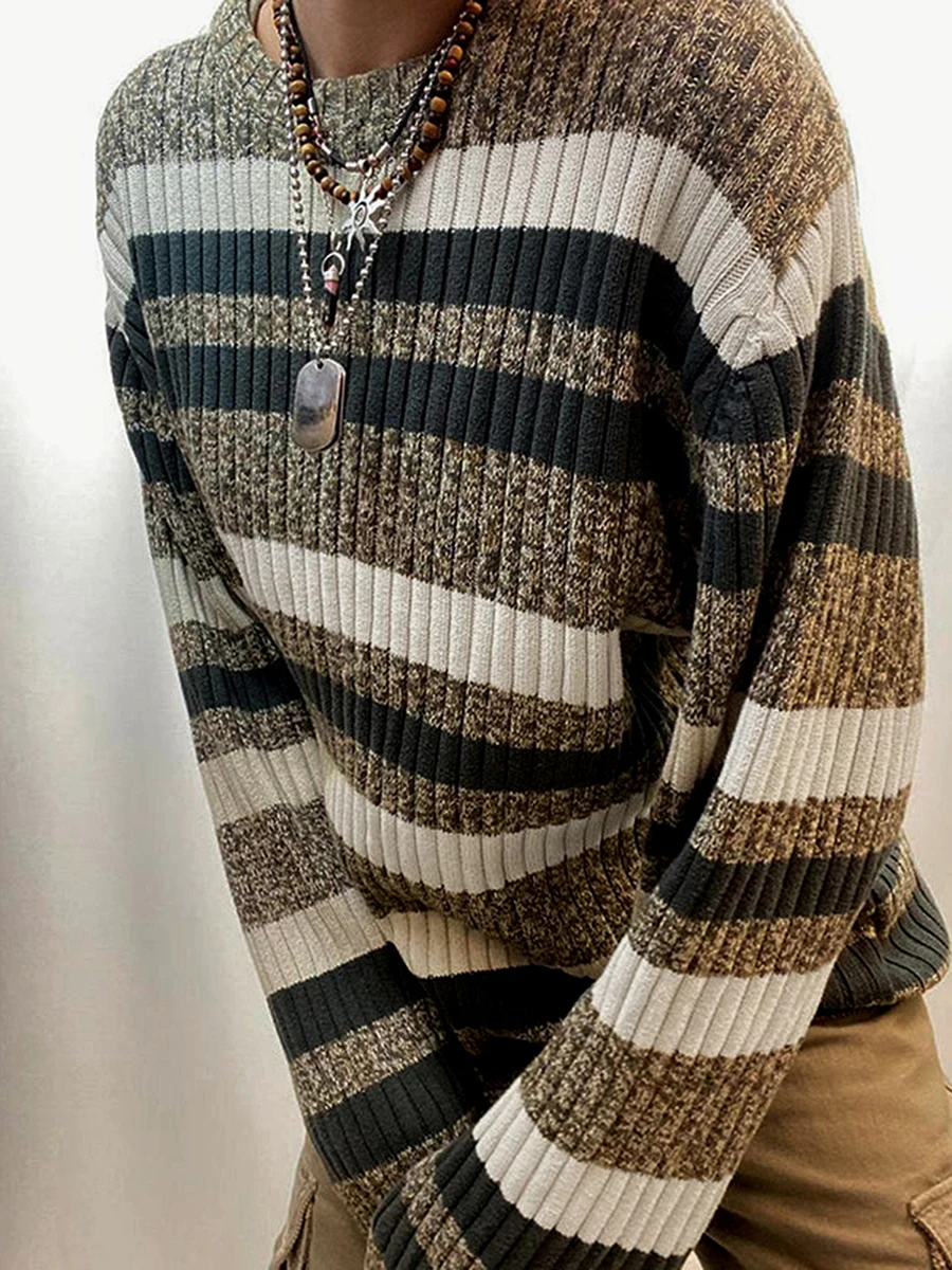 New Fashion Womens Vintage Striped Print Sweater Round-Neck Long Sleeve Fall Loose Pullover Jumper Tops Skin-Friendly Hot Sale
New Fashion Womens Vintage Striped Print Sweater Round-Neck Long Sleeve Fall Loose Pullover Jumper Tops Skin-Friendly Hot Sale