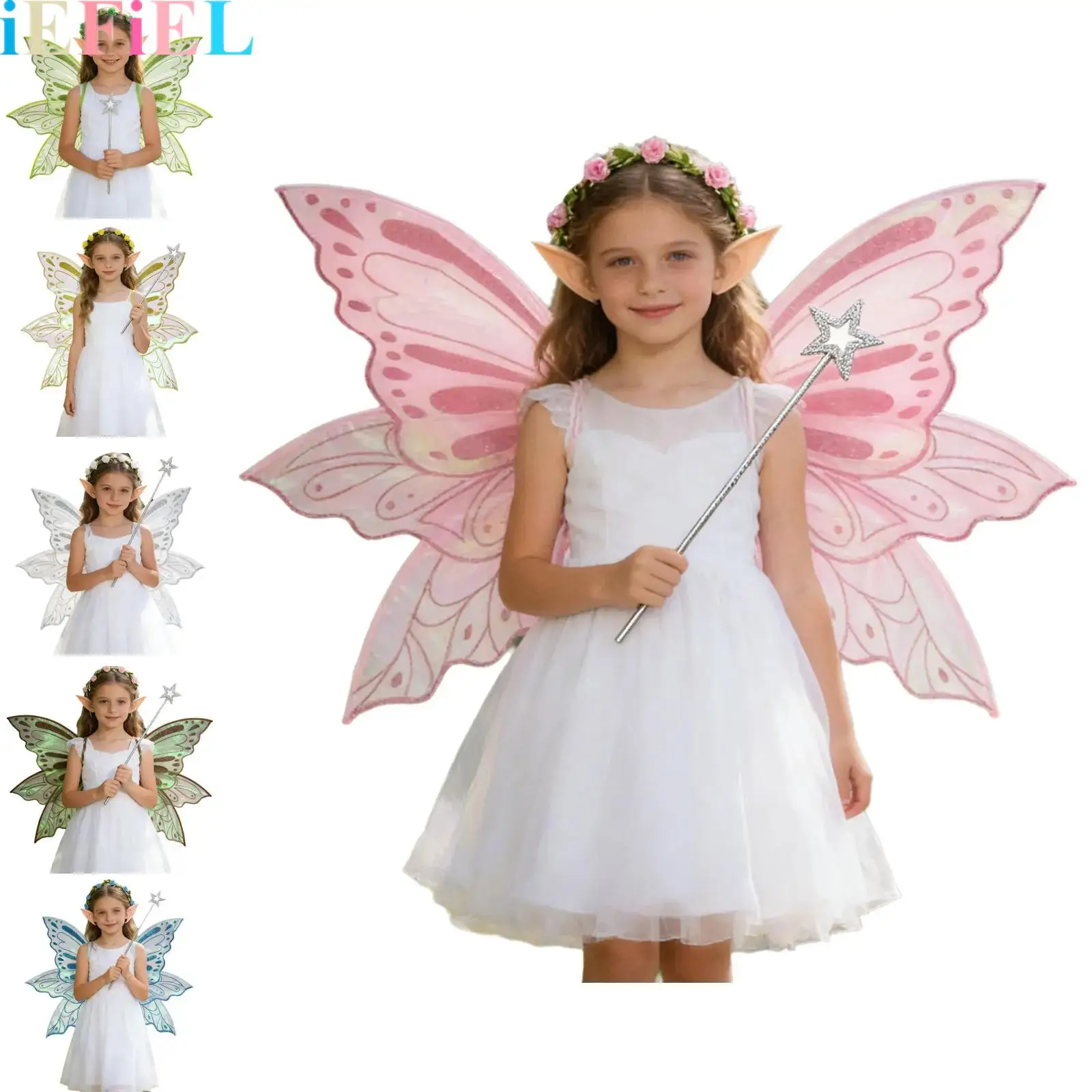 4Pcs Sparkling Fairy Wings Set Include Wings Garland Fairy Ears And Magic Wand for Dress Up Butterfly Fairy Halloween Costume
4Pcs Sparkling Fairy Wings Set Include Wings Garland Fairy Ears And Magic Wand for Dress Up Butterfly Fairy Halloween Costume